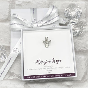Memorial Token in Personalised Gift Box. Diamante Angel.
