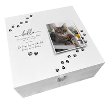 Load image into Gallery viewer, Personalised Paw Prints Square Luxury White Wooden Pet Memorial Photo Memory Box - 2 Sizes