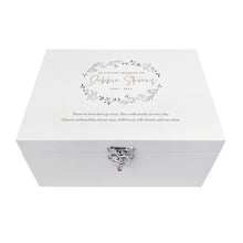 Load image into Gallery viewer, Personalised Luxury White Wooden Wreath Keepsake Memory Box - 2 Sizes