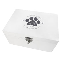 Load image into Gallery viewer, Personalised White Wooden Pet Name Memorial Memory Box - 2 Sizes