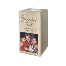 Load image into Gallery viewer, Personalised Solid Wooden Photo Memorial Tea Light Holder - 2 Sizes