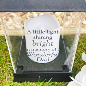 Outdoor Memorial Lantern, LED, Black, '... in memory of a Wonderful Dad'