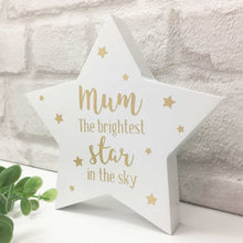 Load image into Gallery viewer, Personalised &#39;Brightest Star In The Sky&#39; Wooden Freestanding Memorial Star