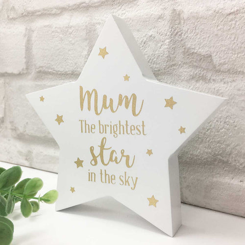 Personalised 'Brightest Star In The Sky' Wooden Freestanding Memorial Star