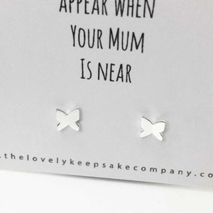 Sterling Silver 'Butterflies appear when your Mum is near' Memorial Earrings