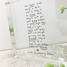 Load image into Gallery viewer, Freestanding Crystal Token with Baby Loss Poem for Mother&#39;s Day by Catherine Prutton