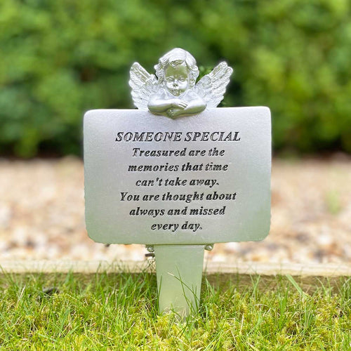 Memorial Plot Tribute. Silver Angel. 'Someone Special'.