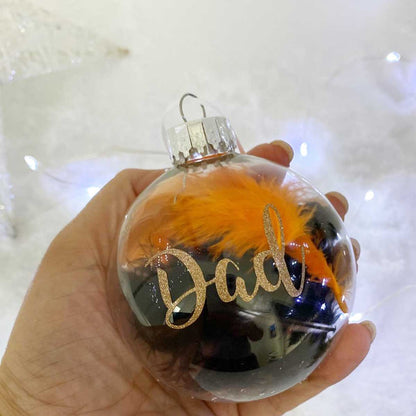 Personalised Football Club Colours Glass Christmas Bauble