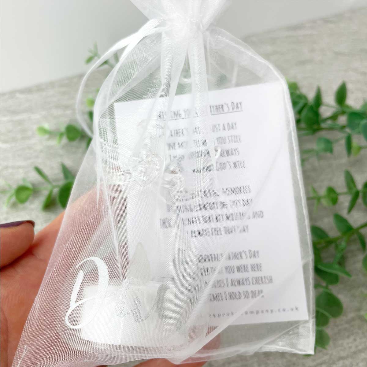 Missing You On Father's Day Poem & Personalised LED Glass Angel