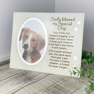 You added Sadly Missed my special dog memorial Glass frame to your cart.