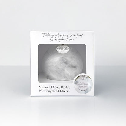 Angels, Wings & Feathers Memorial Glass Bauble With Engraved Charm