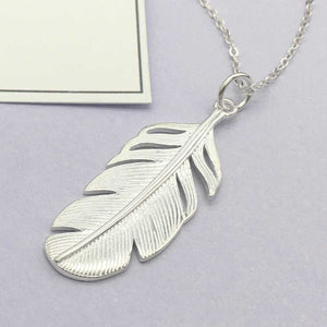Memorial Necklace. Sterling Silver. Feather Pendant. With Condolence Card.