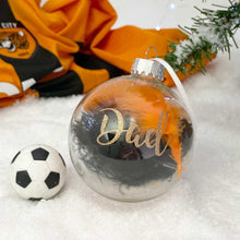 Load image into Gallery viewer, Personalised Sporting Club Colours Glass Christmas Bauble