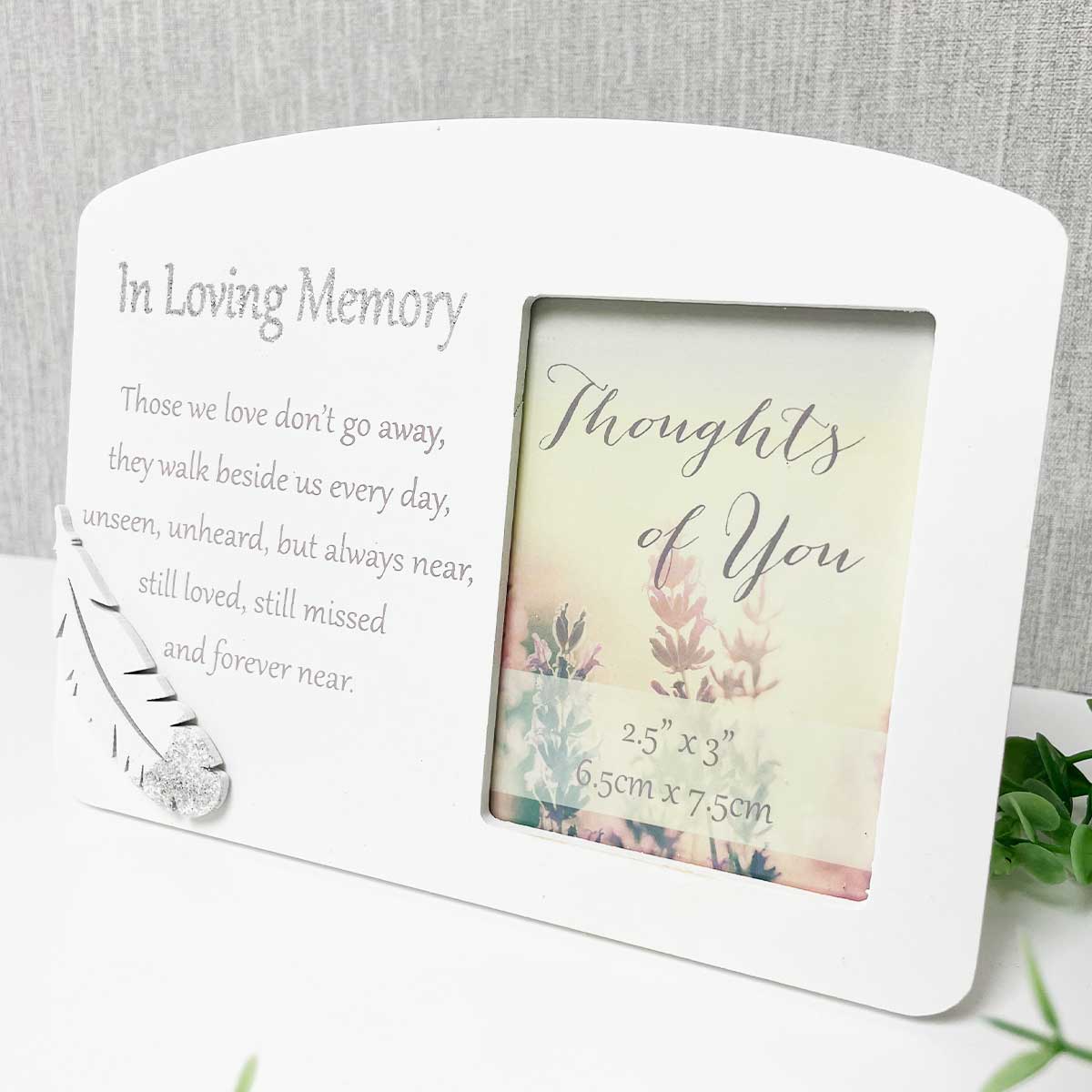 White Wooden Sentimental Memorial Photo Frame - In Loving Memory