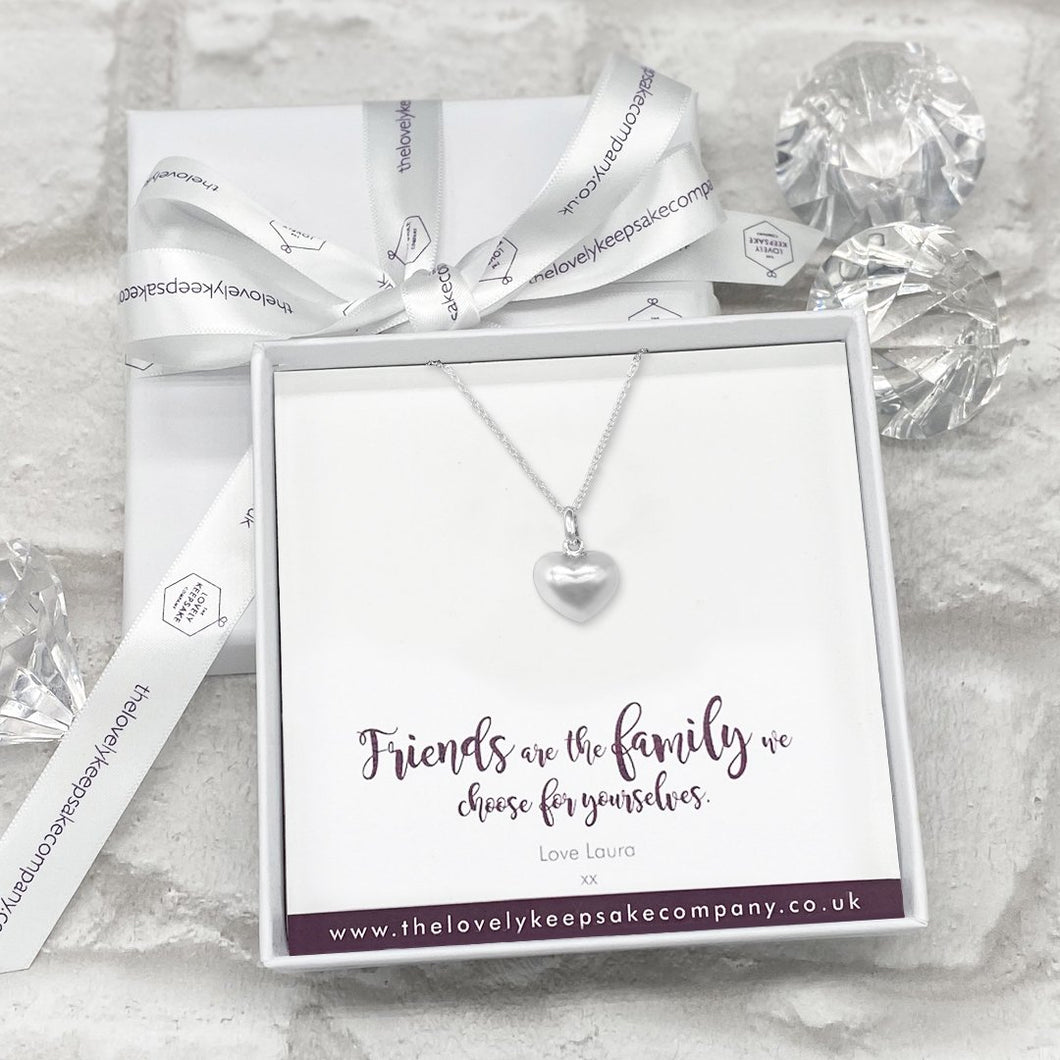 Personalised Memorial Necklace. Heart Pendant. Stirling Silver. With Message Box.