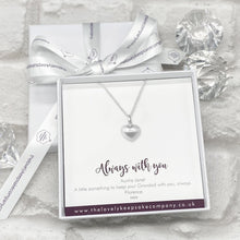Load image into Gallery viewer, Personalised Memorial Necklace. Heart Pendant. Stirling Silver. With Message Box.