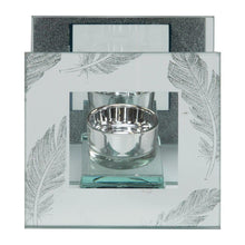 Load image into Gallery viewer, Memorial Tea light Holder. Feather Motif, Mirrored. 