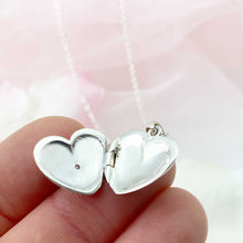 Load image into Gallery viewer, Sterling Silver &amp; CZ Heart Locket Necklace