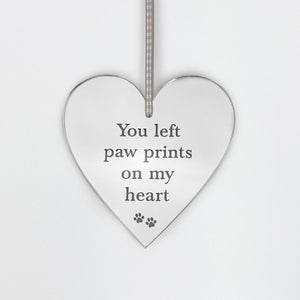 You Left Paw Prints Acrylic Hanging Heart Decoration