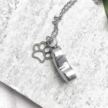 Load image into Gallery viewer, Paws Forever In My Heart Cremation Ashes Memorial Urn Necklace