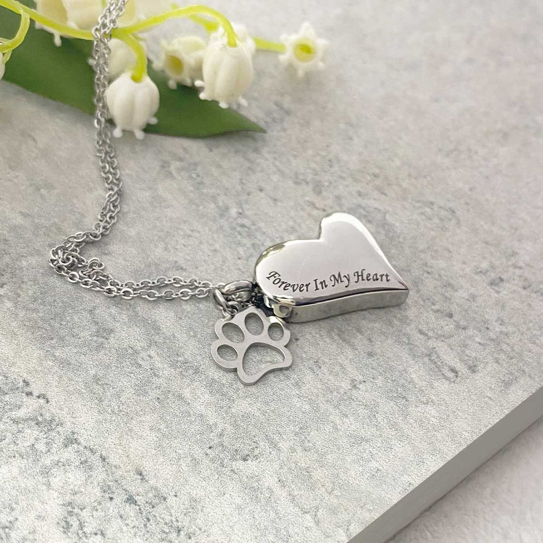 Sexy Sparkles Titanium Steel Cremation Ash Urn Heart inch Always in my  heartinch Pet dog paw Keepsake Ashes Pendant Memorial Jewelry
