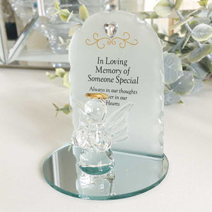 Memorial Ornament. Glass Angel. 'In Loving Memory Of Someone Special'.