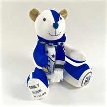 Load image into Gallery viewer, Bespoke Memory Football Kit Bear With Scarf - Made From Loved Ones Clothes