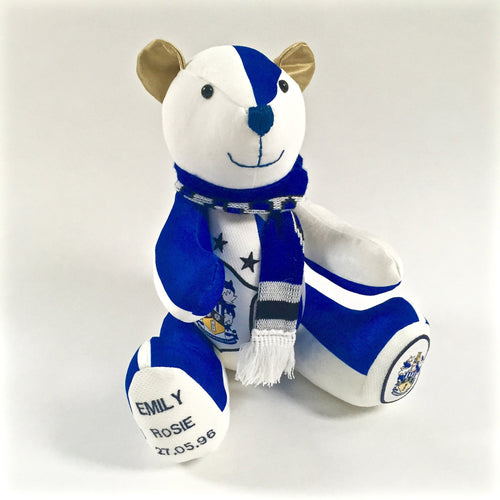 Bespoke Memory Football Kit Bear With Scarf - Made From Loved Ones Clothes