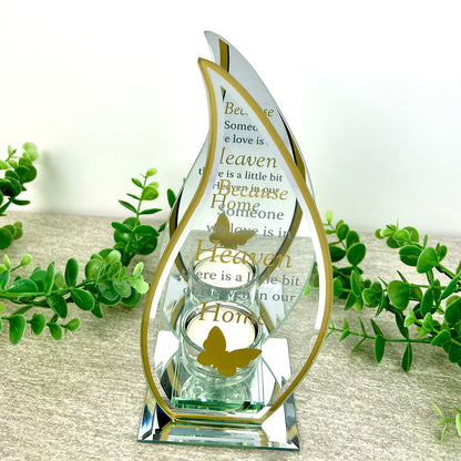 Memorial Flame Tea Light Holder, 'A little bit of Heaven in our Home', Butterfly Motif