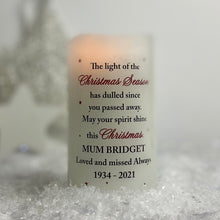 Load image into Gallery viewer, Personalised Christmas Season Memorial LED Candle
