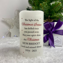 Load image into Gallery viewer, Personalised Christmas Season Memorial LED Candle