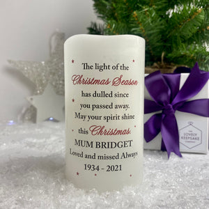 Personalised Christmas Season Memorial LED Candle