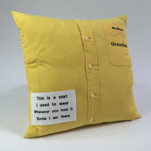 Load image into Gallery viewer, Grandad&#39;s shirt memorial cushion.