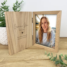 Load image into Gallery viewer, Personalised Solid Oak Memorial Book Photo Frame
