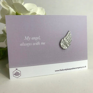 Remembrance Pin Brooch with 'My Angel Always With Me' message card - Assorted Pins