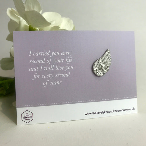 'I carried you every second of your life....' Angel Wing Token