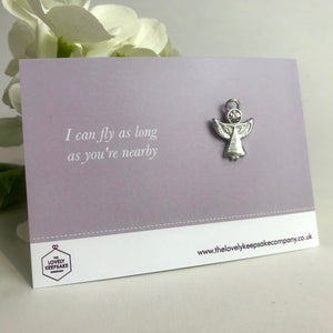 Remembrance Angel Pin Brooch with 'I can fly as long as you're nearby' message card