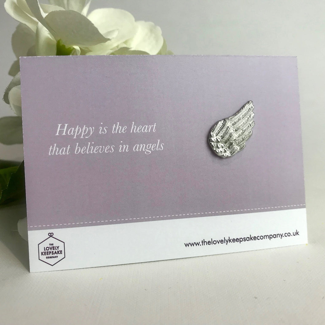 Remembrance Pin with 'Happy is the Heart that Believes in Angels' card - Assorted Pins