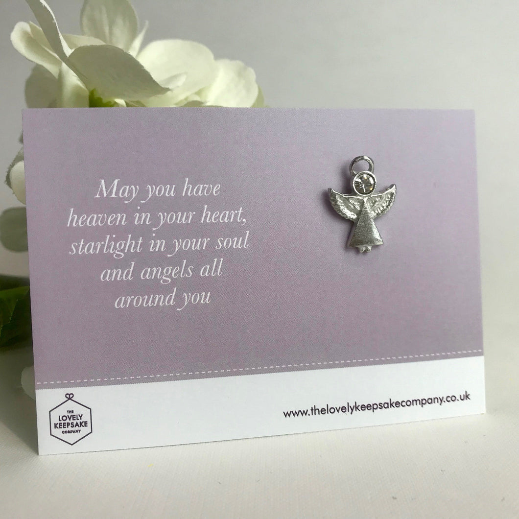 Remembrance Angel Pin with 'May you have heaven in your heart, starlight in your soul and angels all around you' Message Card