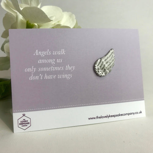 Remembrance Pin Brooch with 'Angels Walk Among Us' Message Card - Assorted Pins