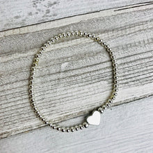 Load image into Gallery viewer, Bracelet. Silver Beads With Heart. Message Card Mounted.