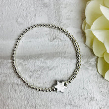 Load image into Gallery viewer, Bracelet. Silver Beads With Star. Comes Message Card Mounted.
