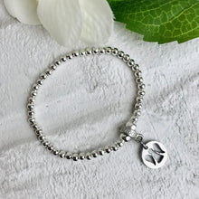 Load image into Gallery viewer, Bracelet. Silver Beads With Open Work Angel Charm. Message Card Mounted.