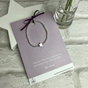 Bracelet. Silver Beads With Star. Message Card Mounted.