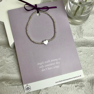 Bracelet. Silver Beads With Heart. Message Card Mounted.