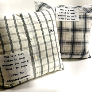 Name, dates and verse personalised memory cushions.