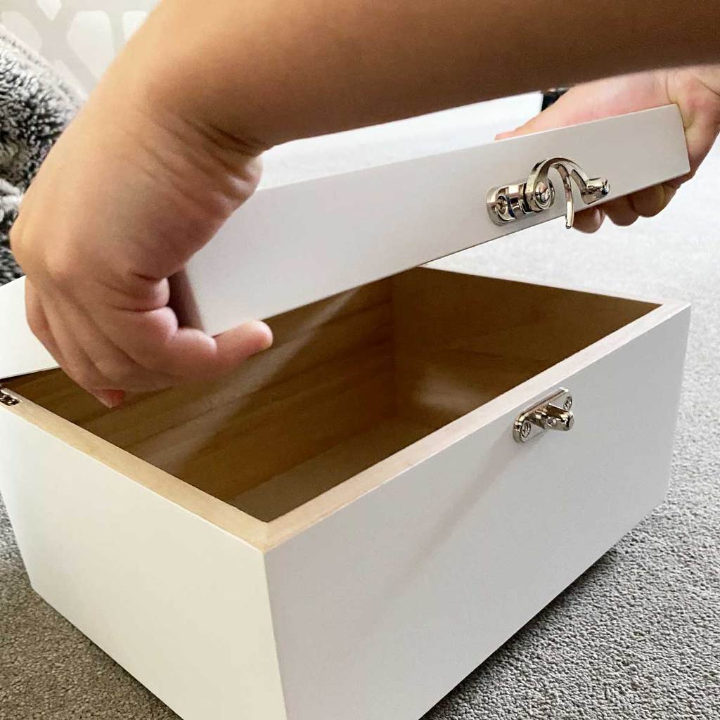 Personalised White Wooden Memorial Photo Keepsake Memory Box - 3 Sizes (22cm | 27cm | 30cm)