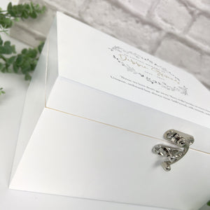 Personalised Luxury White Wooden Wreath Keepsake Memory Box - 2 Sizes