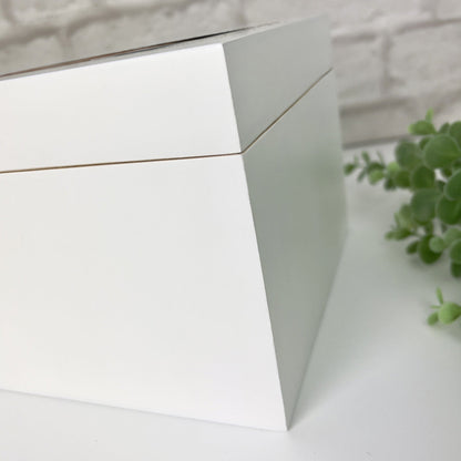 Personalised Floral White Wooden Memorial Photo Keepsake Memory Box - 3 Sizes (22cm | 27cm | 30cm)