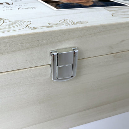Personalised Luxury 28cm Square Floral Wooden Memorial Photo Keepsake Memory Box